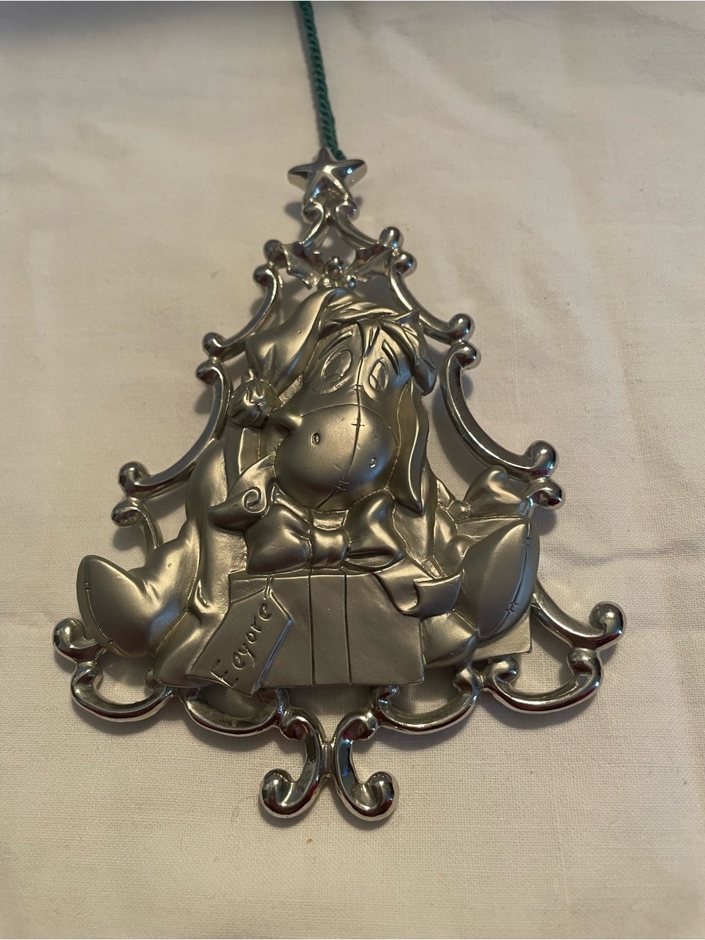 NWOT SilverTone Disney Eeyore Ornament - Holiday Tree Design